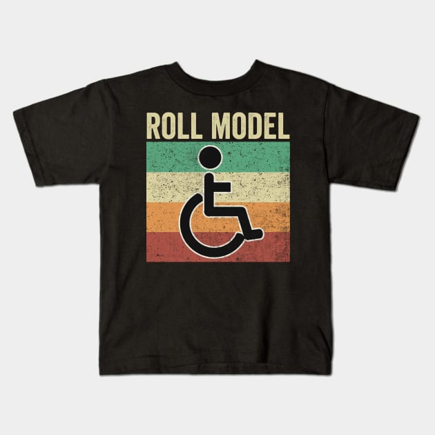 Roll Model Funny Wheelchair Kids T-Shirt by Visual Vibes